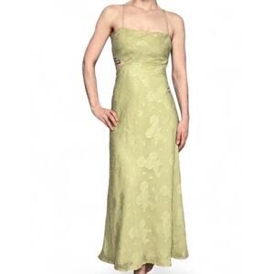 Hello Molly Green Floral Maxi Dress US 6 Cut Out Details Adjustable Tie Back NWT